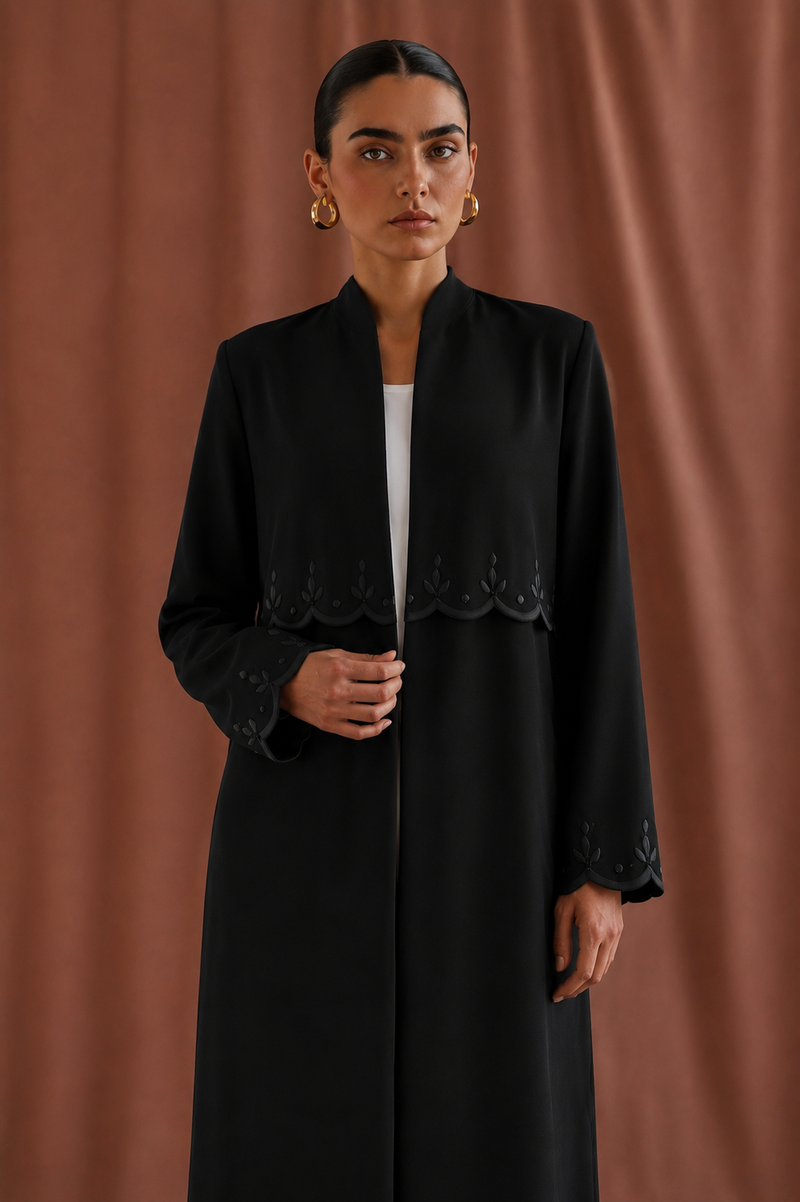 Black abaya with a simple black design