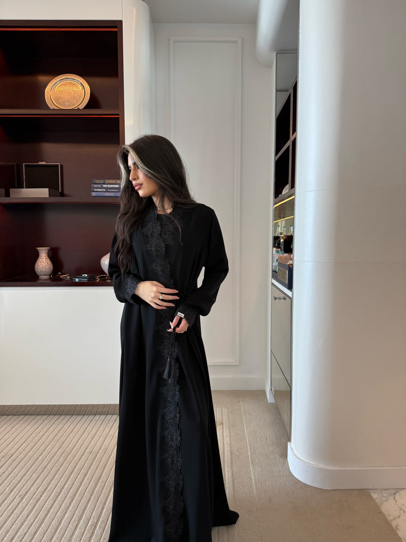 Lace black abaya