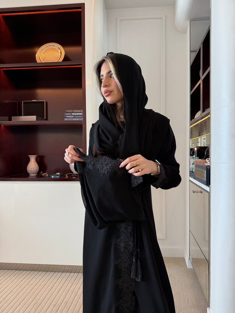 Lace black abaya